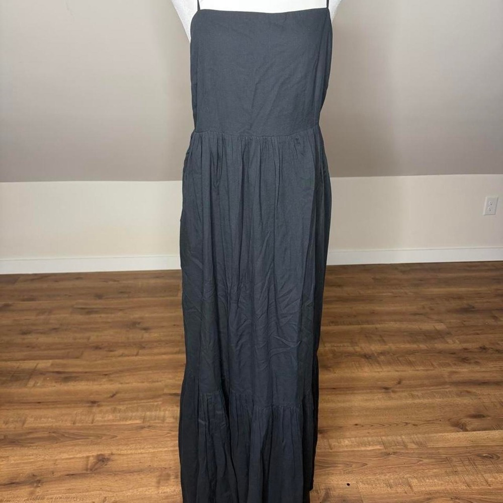 NWT Abercrombie & Fitch Black Open Back 100 % Cotton Maxi Dress Boho Coastal